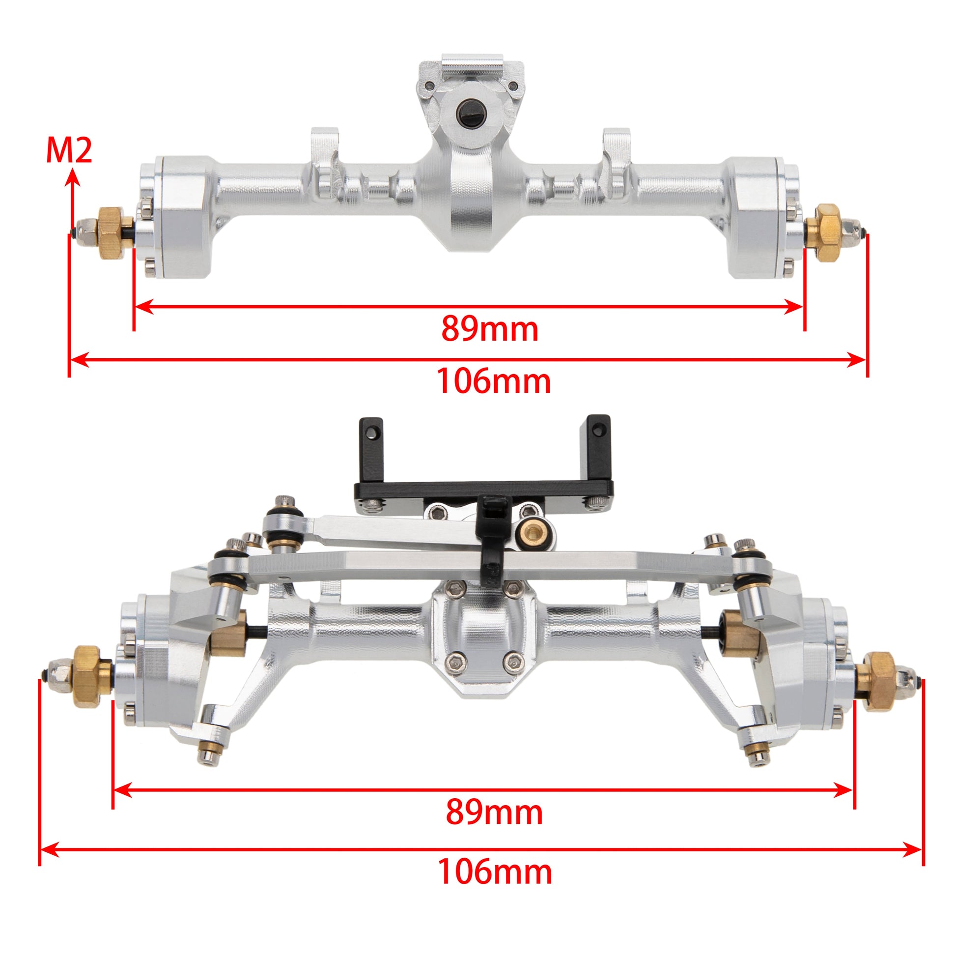 Silver SCX24 Aluminum Alloy front Rear Portal Axle size